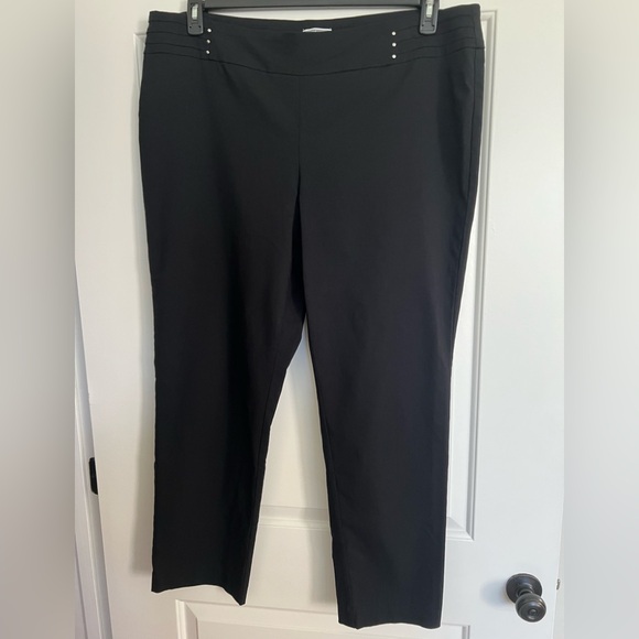 JM Collection 2 Black and White Straight Leg Pants - Picture 4 of 16